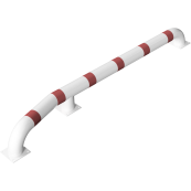 Truck pull in assist | hot-dip galvanized and white coatedwith red reflecting stripes | angled to the right side,total length: approx. 3000 mm